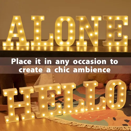Miniatura 6 de HXWEIYE Letras iluminadas L, Letrero de luces LED con letras del alfabeto 26 y números 10, luces grandes para letras de fiesta de cumpleaños, barra