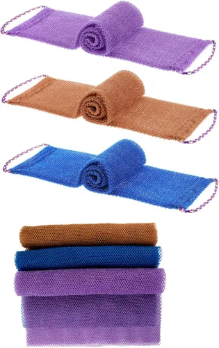 Miniatura 9 de Esponja de red africana 3 piezas para ahorrar trabajo largo ampliar plegable red africana malla de tela exfoliante africana esponja de red sin Sin