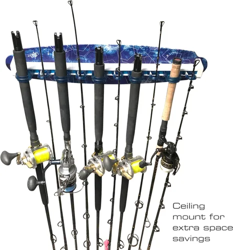 Miniatura 6 de Rush Creek Creations Reel Salty - Soporte para caña de pescar impermeable para 10 cañas de pesca de agua salada + equipo de pesca y accesorios