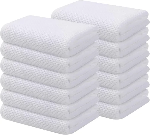 Miniatura 19 de Kitinjoy - Paños de cocina de 100 % algodón, tela de tejido gofrado, paño de limpieza ultrasuave, absorbente y de secado rápido. Gris Oscuro