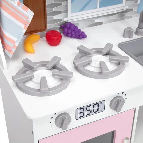 Miniatura 18 de Delta Children Tiny Chef Play Kitchen - Juego de cocina de juguete con perillas realistas que giran/hacen clic, horno, fregadero, microondas y 15