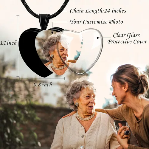 Miniatura 5 de Bivei Collar de urna para cenizas, collar personalizado de cenizas de recuerdo fotográfico, joyería de cremación para cenizas para mujeres y hombres