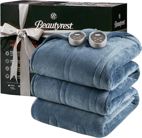 Miniatura 27 de Beautyrest Manta térmica, manta eléctrica, suave, cálida y reversible, manta térmica Sherpa para oficina, sofá, 3 ajustes de calor, apagado