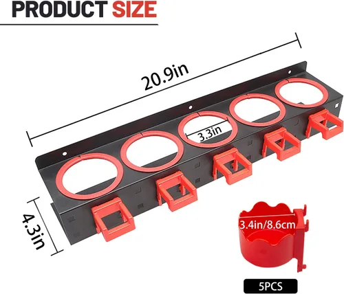 Miniatura 2 de Estante de Almacenamiento para Botellas de Spray con Soporte Abrasivo Extra, Barra de Colgar Montada en Pared, Accesorio de Exhibición para Coche