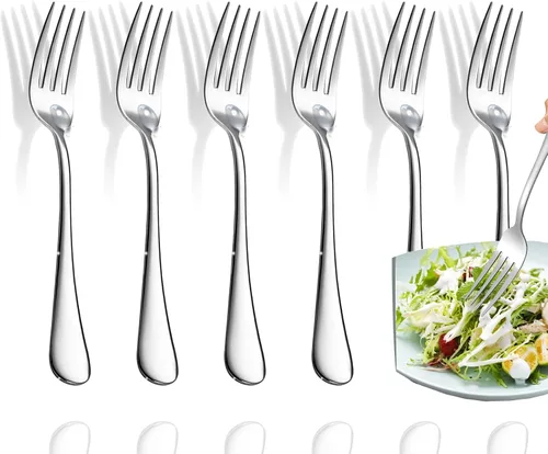 Tenedores, tenedores de ensalada, juego de 6 tenedores de acero inoxidable de grado alimenticio, tenedores de cubiertos, tenedores de cubiertos, 6.5