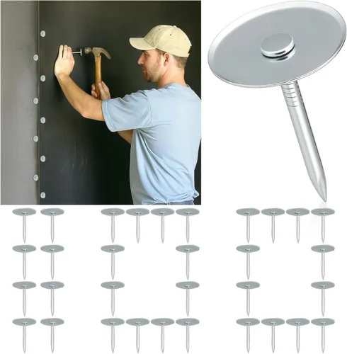 Moxweyeni 100 clavos MLV para instalación de vinilo cargado masivo, clavo MLV de acero galvanizado de 1-1/2 pulgadas con punta afilada y cabezal de