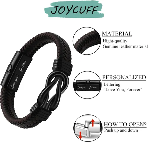 Miniatura 6 de JoycuFF Regalos para hombres, regalos para el día del padre, pulseras de cuero, regalo de cumpleaños para papá, novio, marido, nieto, hermano, hijo