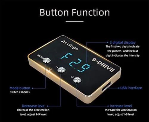Miniatura 3 de Bautonery - Controlador electrónico LED de respuesta del acelerador de 9 unidades, pedal de gas, acelerador de carreras, compatible con Buick