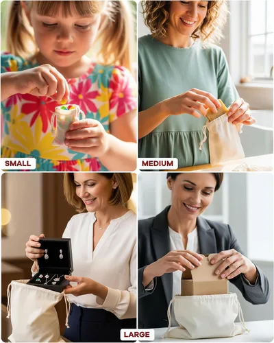 Miniatura 8 de Celestial Gifts Bolsas de muselina con cordón, 100 piezas, 6 x 8 pulgadas, bolsas grandes con cordón a granel – para zapatos, piezas, regalos