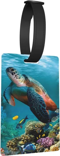 Etiquetas de equipaje de tortuga marina para niños, maleta de viaje, bolsa de equipaje, etiqueta de mochila de identificación con nombre y correa