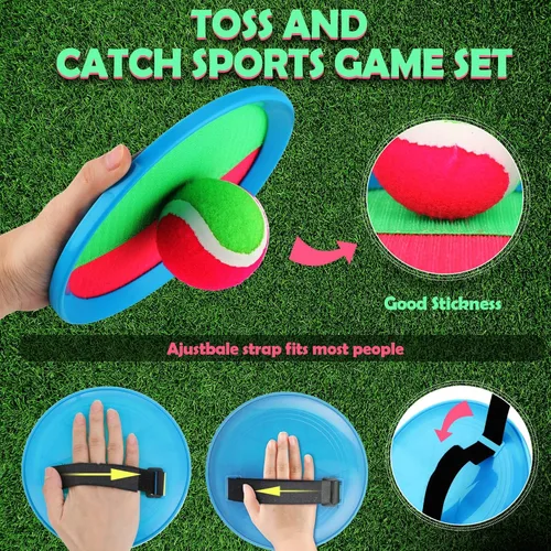 Miniatura 3 de Charniol Juguetes para niños, juego de lanzar y atrapar, juego de playa, juegos deportivos de pelota al aire libre, juguetes de nailon para niños