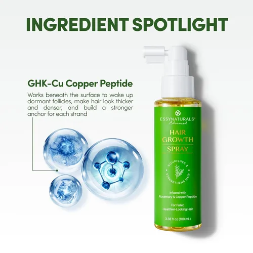Miniatura 2 de Spray para el crecimiento del cabello con péptido de cobre: infundido con cafeína, romero y una rica mezcla de extractos vegetales nutritivos