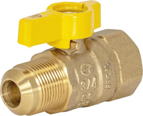 Miniatura 8 de Válvula de bola de gas recta Eastman de latón, 1/2 pulgada FIP x 15/16 pulgada OD Flare hembra, mango de 1/4 vuelta, 60031