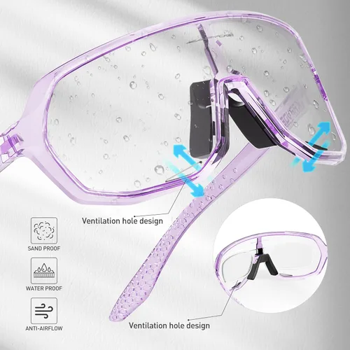 Miniatura 4 de KAPVOE Gafas de ciclismo fotocromáticas para hombres y mujeres, gafas de sol de bicicleta de montaña, gafas deportivas con protección UV Púrpura