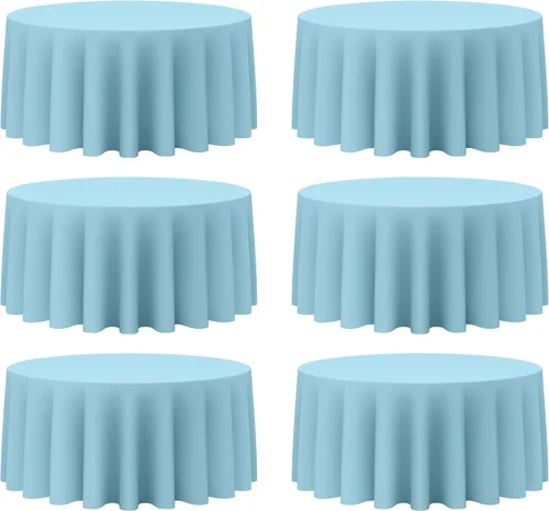 Miniatura 128 de BRILLMAX Paquete de 4 manteles redondos color azul rey de 132 pulgadas, tela de lino de poliéster lavable a granel, para bodas, recepciones, Azul