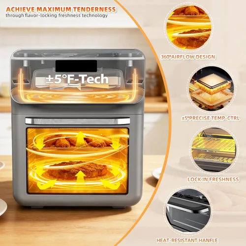 Miniatura 3 de Combo de horno freidora de aire 10 en 1, freidora de aire de convección de encimera, horno con tostadora ventana transparente para la familia