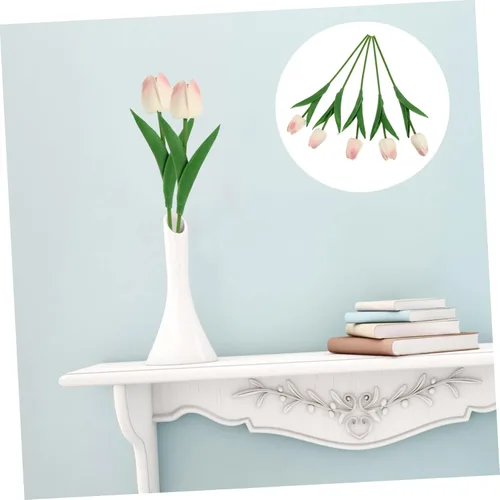 Miniatura 6 de IMIKEYA 10 piezas de tulipán de imitación de tacto de tulipán, flores de tulipán falso, flores artificiales para fotografía de flores, flores