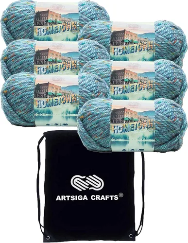 Miniatura 37 de Lion Brand Hometown New York White 135-100 (3 madejas - mismo lote de tinte) #6 S Bulky - Hila acrílica para crochet y tejer con bolsa para proyectos