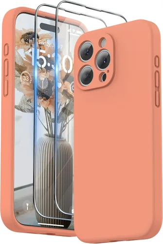 Miniatura 14 de SURPHY Funda diseñada para iPhone 15 Pro Max con protector de pantalla y cordón, correa de teléfono y funda de silicona líquida para teléfono