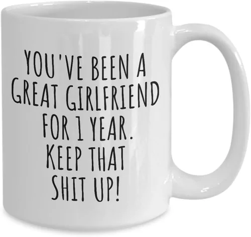 Miniatura 2 de 1 Año Aniversario Novia Taza Regalo Divertido Para Novia Primera Relación De Citas Pareja Juntos Café Taza De Té 15 oz