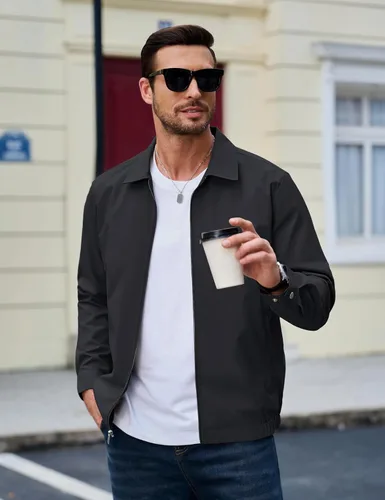 Miniatura 6 de MAGCOMSEN Chaquetas Ligeras para Hombre con Cremallera Completa Abrigo Ligero Chaqueta de Cuello Extendido Chaqueta Cortavientos Casual