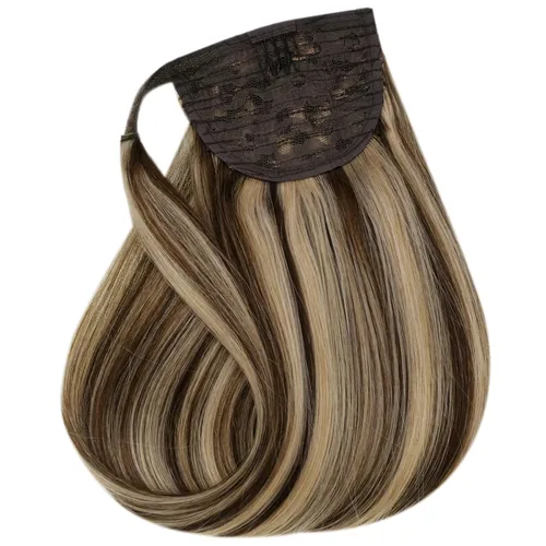Miniatura 9 de Easyouth Extensión de cola de caballo de cabello humano marrón ombré, extensión de colas de caballo, extensiones de cola de caballo de color marrón