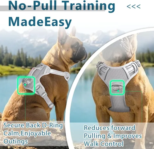Miniatura 3 de BARKBAY - Arnés para perro sin tirones con bolsillo para etiqueta de identificación - Resistente, reflectante, de fácil control para perros grandes