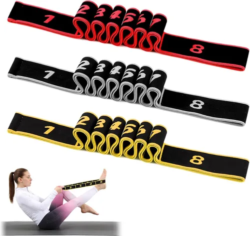 3 bandas de resistencia de fitness con asas, bandas de resistencia con asas, banda de resistencia de fitness para estiramiento y yoga, ejercicio de