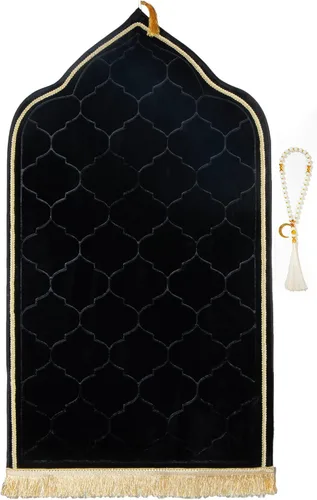 Miniatura 12 de Alfombra de oración musulmana con cuentas de oración Tasbih, espuma viscoelástica suave para oración islámica, tapete de oración islámica acolchado