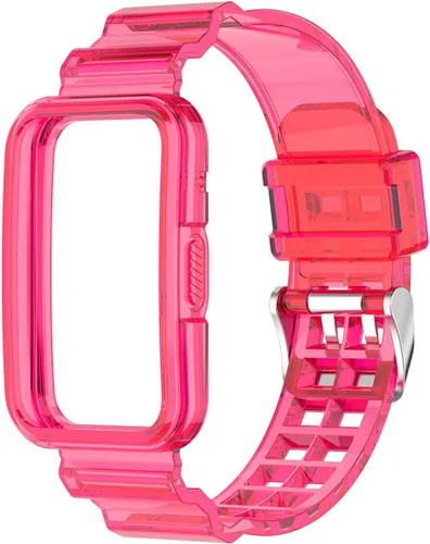 Miniatura 4 de Compatible con Huawei Watch Fit Band con funda, correa protectora de gelatina transparente para reloj Huawei, compatible con reloj inteligente Rosa
