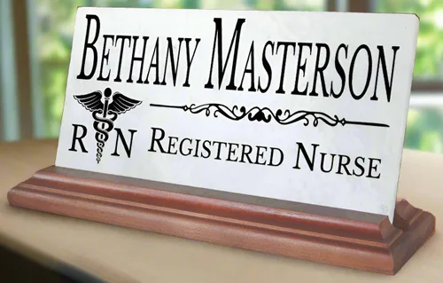 Miniatura 2 de Placa de nombre de escritorio personalizada y regalo para enfermeras registradas - Placa de nombre personalizada para escritorio o estante - Mármol