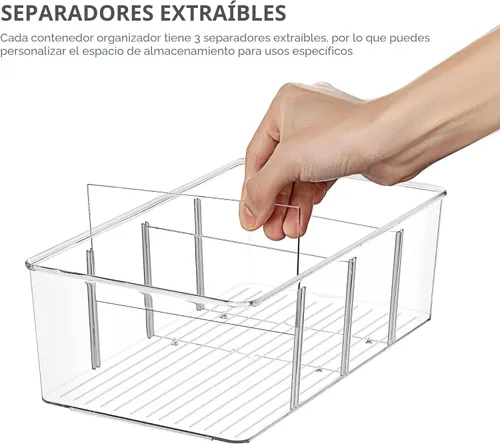Miniatura 2 de Vtopmart Paquete de 2 cubos organizadores de almacenamiento de alimentos, contenedores de plástico transparente para despensa, cocina, refrigerador