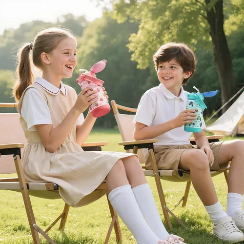 Miniatura 2 de Fimibuke Botella de agua aislada para niños con tapa con pajita y asa - 14 onzas, sin BPA, acero inoxidable 18/8, recipiente de metal, a prueba