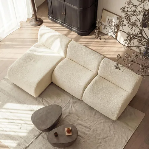 Miniatura 25 de Sofá individual modular curvado, sofá sherpa de espuma de 33 pulgadas, cómodos sofás de peluche para espacios pequeños, sofás modulares modernos
