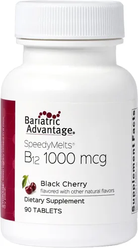 Bariatric Advantage B-12 Speedy Melts, suplemento de vitamina B12 de 1000 mcg, fusión rápida con 200 mcg de ácido fólico para apoyo nutricional,