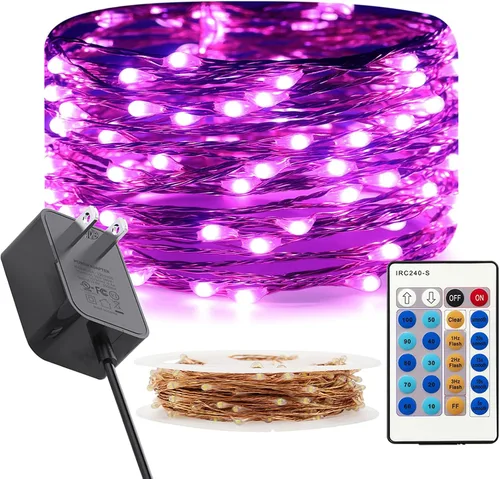 Miniatura 13 de RUICHEN Cadena de luces LED de alambre de cobre regulable de 33 pies, 100 luces LED enchufables con control remoto, blanco cálido