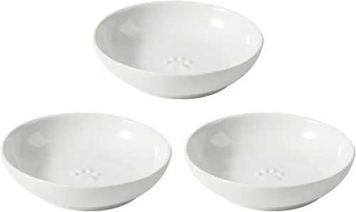 Havniva Platos de Cerámica de 5.7'' Amigables con los Bigotes para Gatos, Juego de 3 Cuencos de Cerámica para Gatos, Plato de Alimentación de Comida