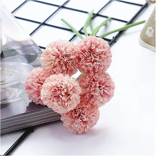 Miniatura 7 de HEXEH Artificial Flowers 6Pcs/Bundle mini Chrysanthemum Flower Ball Silk Artificial Flowers for Wedding Decoration Bridal Flores Decoration Bouquets