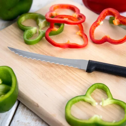 Miniatura 5 de Rada Cuchillo rebanador de tomate (W226), hoja dentada de acero inoxidable de 5 pulgadas, mango negro