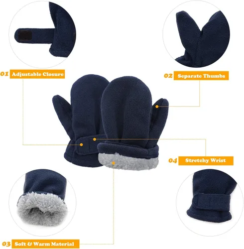 Miniatura 2 de American Trends 2 Pairs Toddler Mittens Unisex Lined Fleece Gloves Winter Warm kids Mitten for Baby Boys and Girls