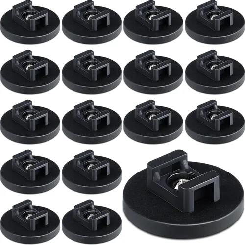 Miniatura 19 de Yookeer 15 piezas de base magnética de montaje de brida con cremallera, clips magnéticos negros para cables, base de gestión de bridas de cables