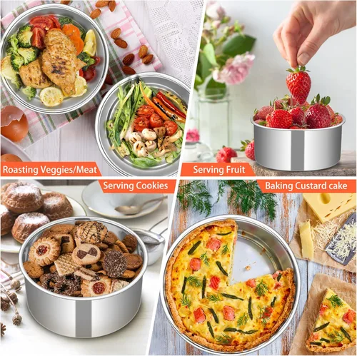 Miniatura 3 de TeamFar Molde para pasteles de 6 pulgadas, molde redondo profundo de acero inoxidable para hornear pasteles para bodas, fiestas de cumpleaños,