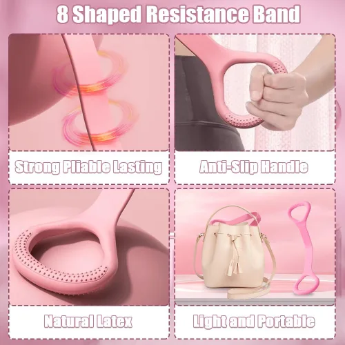 Miniatura 4 de Banda de resistencia de pedal de 6 tubos mejorada con asa, cuerda elástica para ejercicios con banda de resistencia de 8 formas, cuerda de tensión
