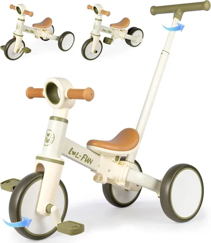 Miniatura 8 de LOL-FUN Triciclos 5 en 1 para Niños Pequeños de 1-3 Años Niños Niñas Juguete con Mango de Empuje y Dirección para Padres, Bicicleta de Equilibrio