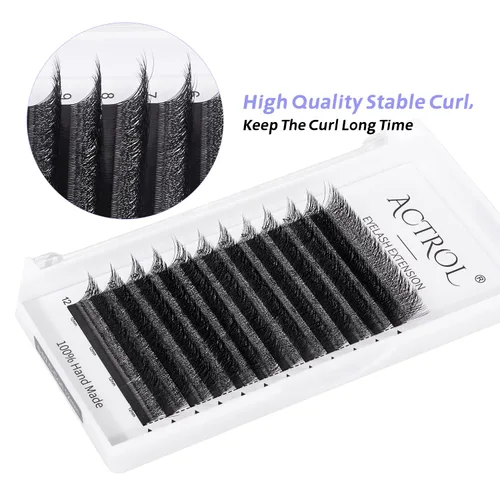 Miniatura 4 de Extensiones de pestañas 4D W, color negro, 0.003 in, rizo D, 0.315 in, volumen individual, YY, extensiones de pestañas en forma de W, fáciles