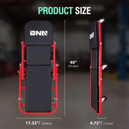 Miniatura 6 de DNA MOTORING Carro plegable 2 en 1 de 36 pulgadas en forma de Z, silla ajustable para garaje puedes acostarte o sentarte, 6 ruedas, capacidad de 330