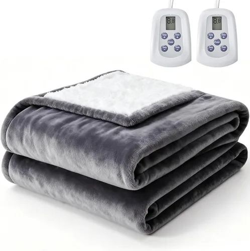 Miniatura 8 de Sweetcrispy Manta Térmica Tamaño Twin, 62''x84'' Manta Eléctrica con Calefacción con 10 Niveles de Calor y Apagado Automático, Lavable de Tela