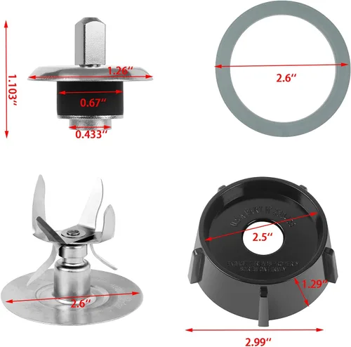 Miniatura 6 de 6 Point Fusion Blade 4980 & 4902 Blender Jar Bottom & 2 Piezas Junta de sello de goma y acoplamiento Stud Slinger Pin Kit piezas de repuesto