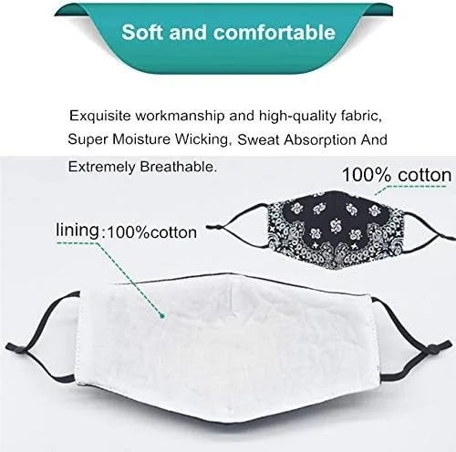 Miniatura 3 de Bandana de la cubierta de la cara, máscara de tela de algodón suave media cara protectora, pasamontañas de cachemira unisex de moda, talla única