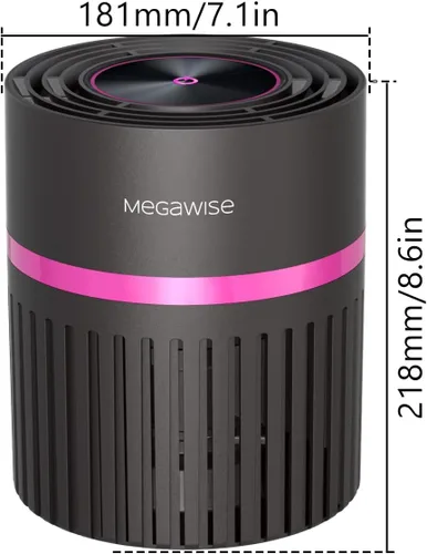 Miniatura 2 de MEGAWISE Purificador de aire para el hogar, HEPA verdadero y carbón activado para olores, humo de mascotas, ventilador de 6 velocidades con iones